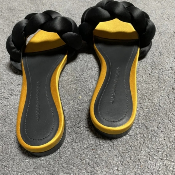 Marco de Vincenzo Yellow and Black Slides Sandals sz 6 - Picture 2 of 5